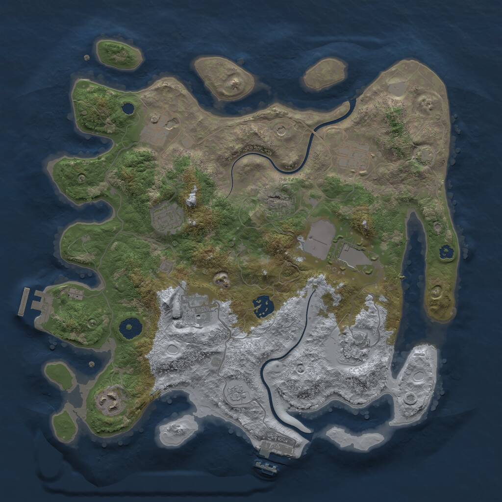 Rust Map: Procedural Map, Size: 3500, Seed: 88398629, 14 Monuments