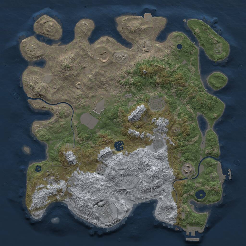 Rust Map: Procedural Map, Size: 3750, Seed: 8777654, 15 Monuments