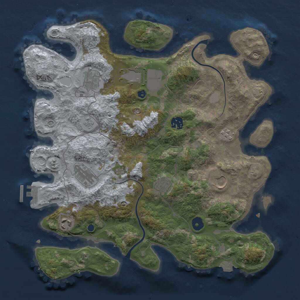 Rust Map: Procedural Map, Size: 3600, Seed: 546669800, 13 Monuments