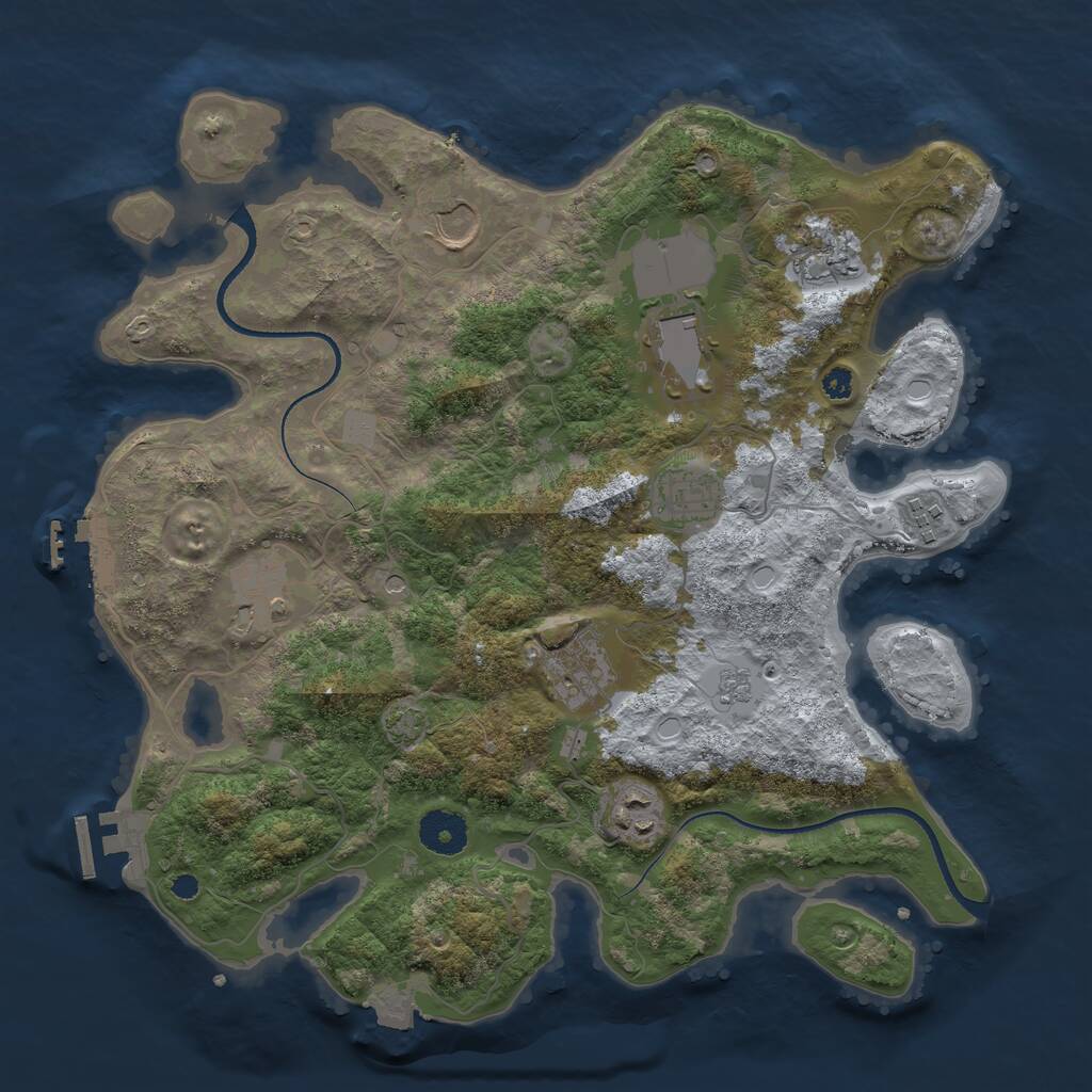 Rust Map: Procedural Map, Size: 3500, Seed: 647502720, 14 Monuments