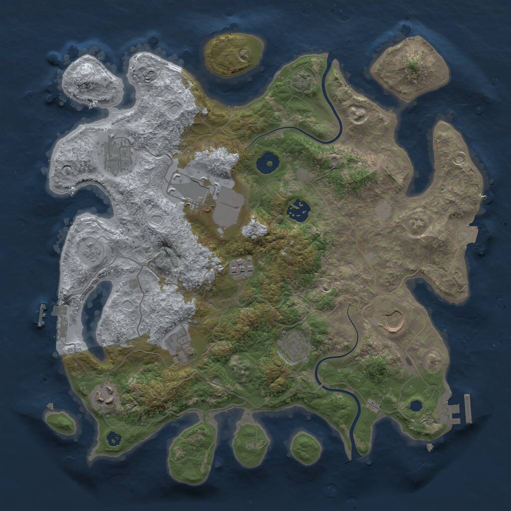 Rust Map: Procedural Map, Size: 3500, Seed: 741615502, 13 Monuments