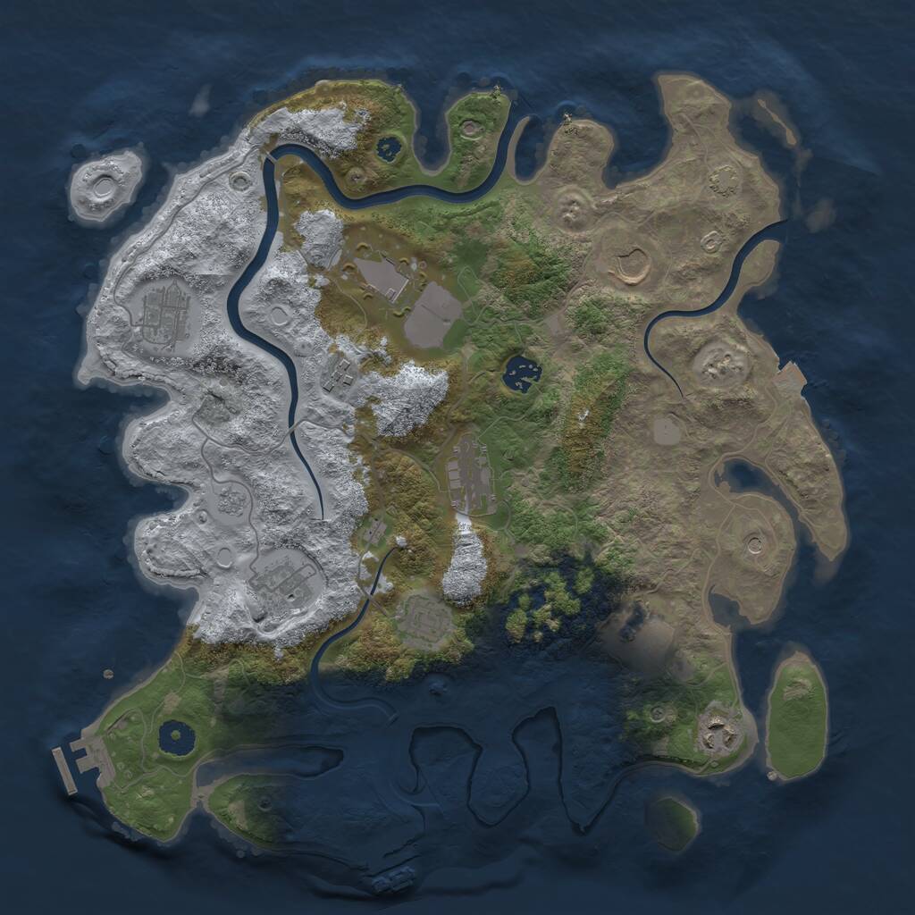 Rust Map: Procedural Map, Size: 3800, Seed: 608465401, 16 Monuments
