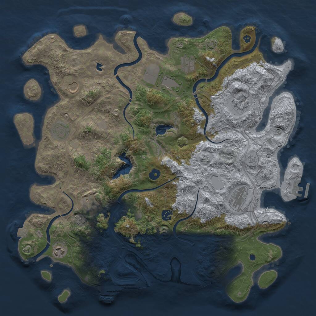 Rust Map: Procedural Map, Size: 4250, Seed: 967024769, 16 Monuments