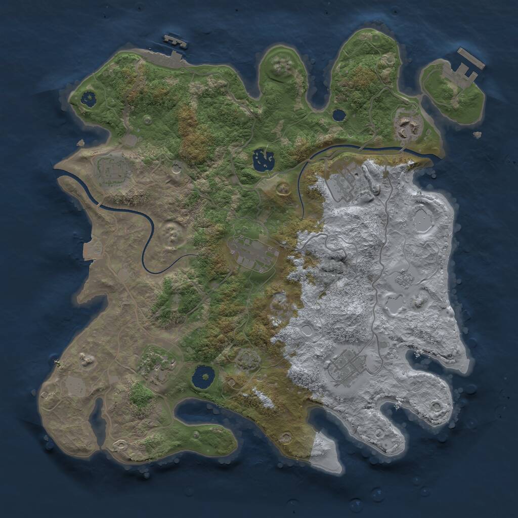 Rust Map: Procedural Map, Size: 3400, Seed: 653423879, 13 Monuments