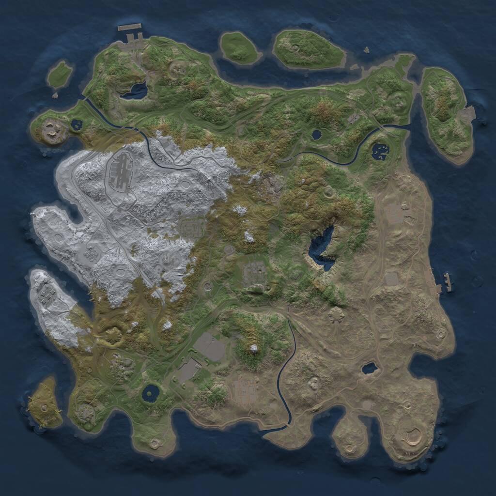 Rust Map: Procedural Map, Size: 4250, Seed: 1229202432, 17 Monuments
