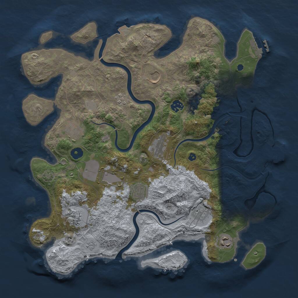 Rust Map: Procedural Map, Size: 3800, Seed: 1203536894, 16 Monuments