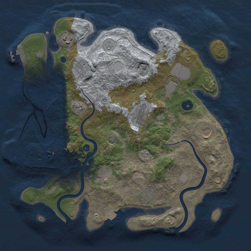 Rust Map: Procedural Map, Size: 3500, Seed: 1954362085, 14 Monuments
