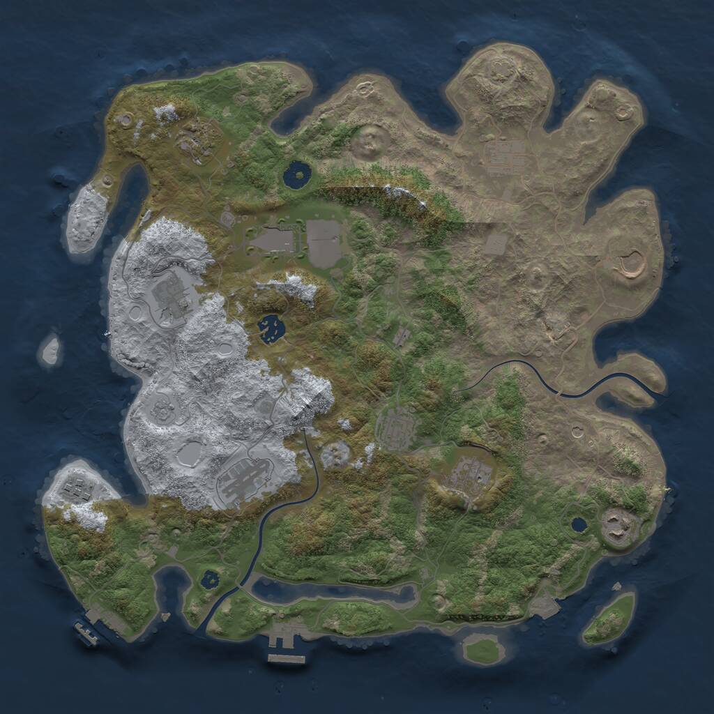 Rust Map: Procedural Map, Size: 3900, Seed: 891932351, 17 Monuments