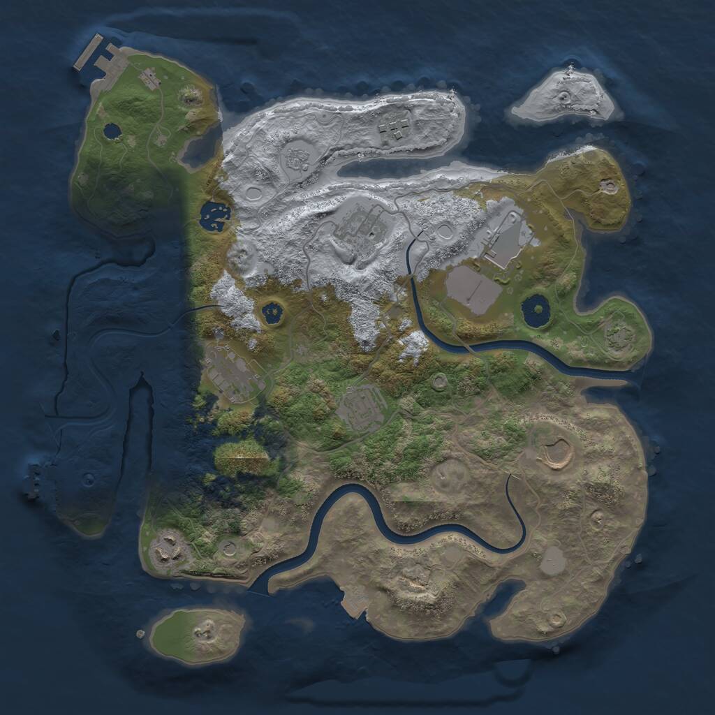 Rust Map: Procedural Map, Size: 3500, Seed: 1277432745, 14 Monuments