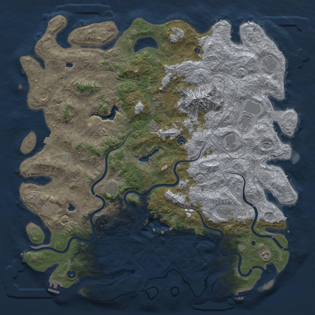 Rust Map: Procedural Map, Size: 5500, Seed: 351996041, 17 Monuments