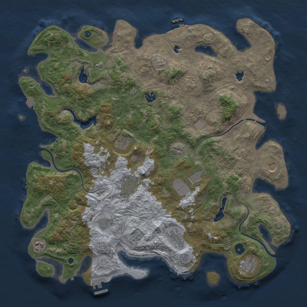 Rust Map: Procedural Map, Size: 4500, Seed: 1187270426, 17 Monuments
