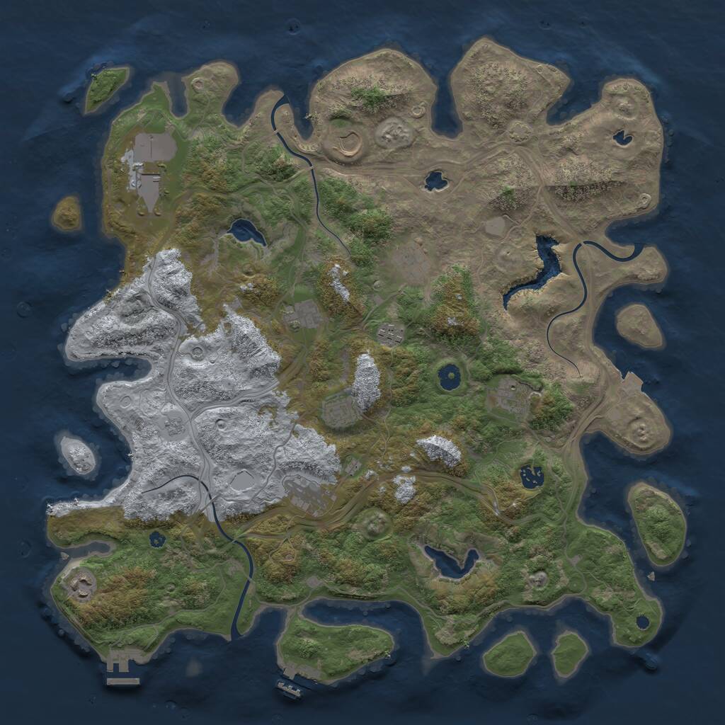 Rust Map: Procedural Map, Size: 4500, Seed: 76788007, 16 Monuments