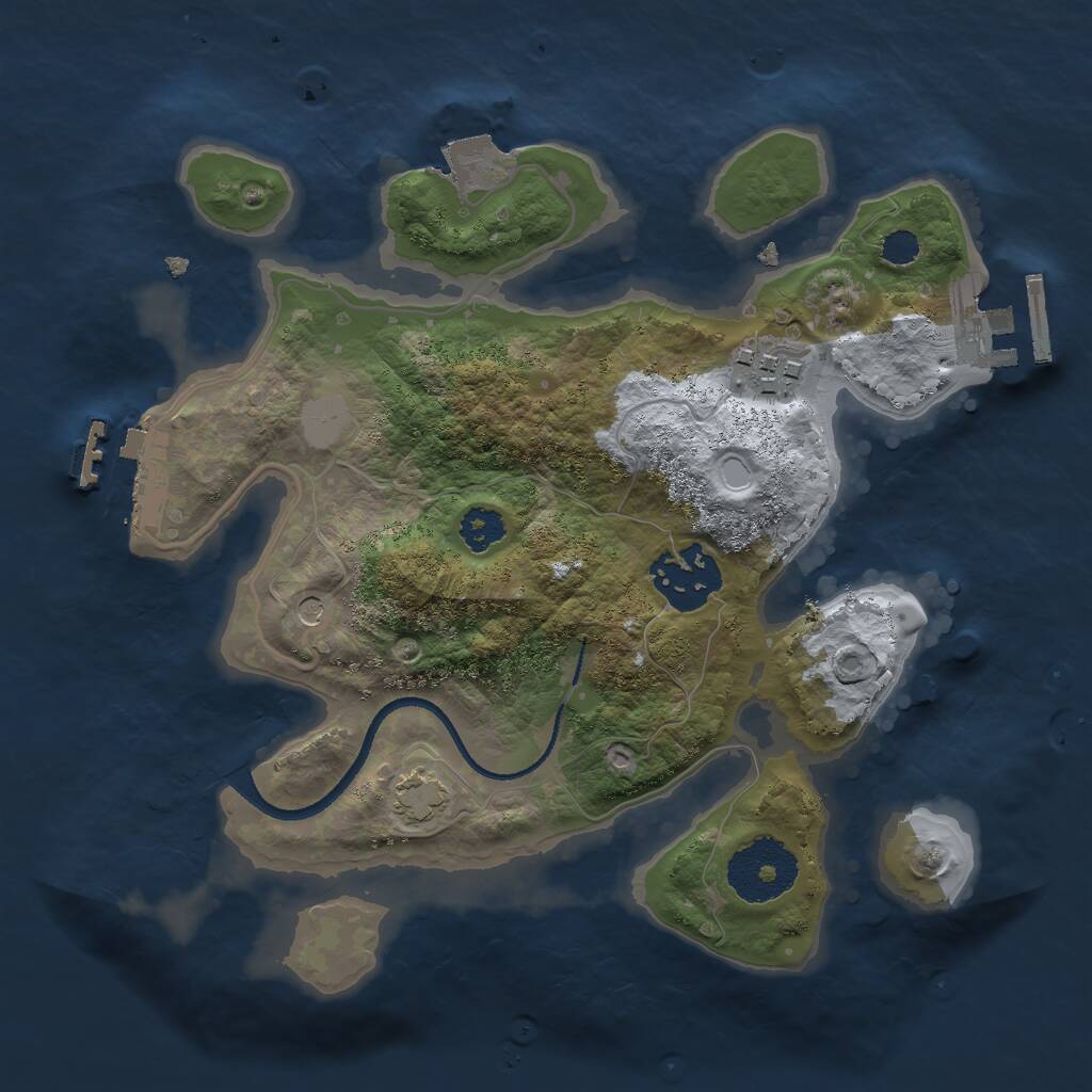 Rust Map: Procedural Map, Size: 2500, Seed: 875520, 7 Monuments