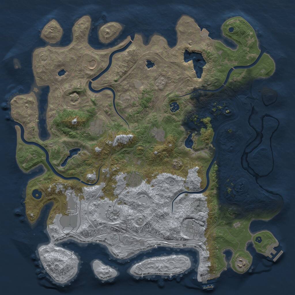 Rust Map: Procedural Map, Size: 4500, Seed: 926337651, 16 Monuments