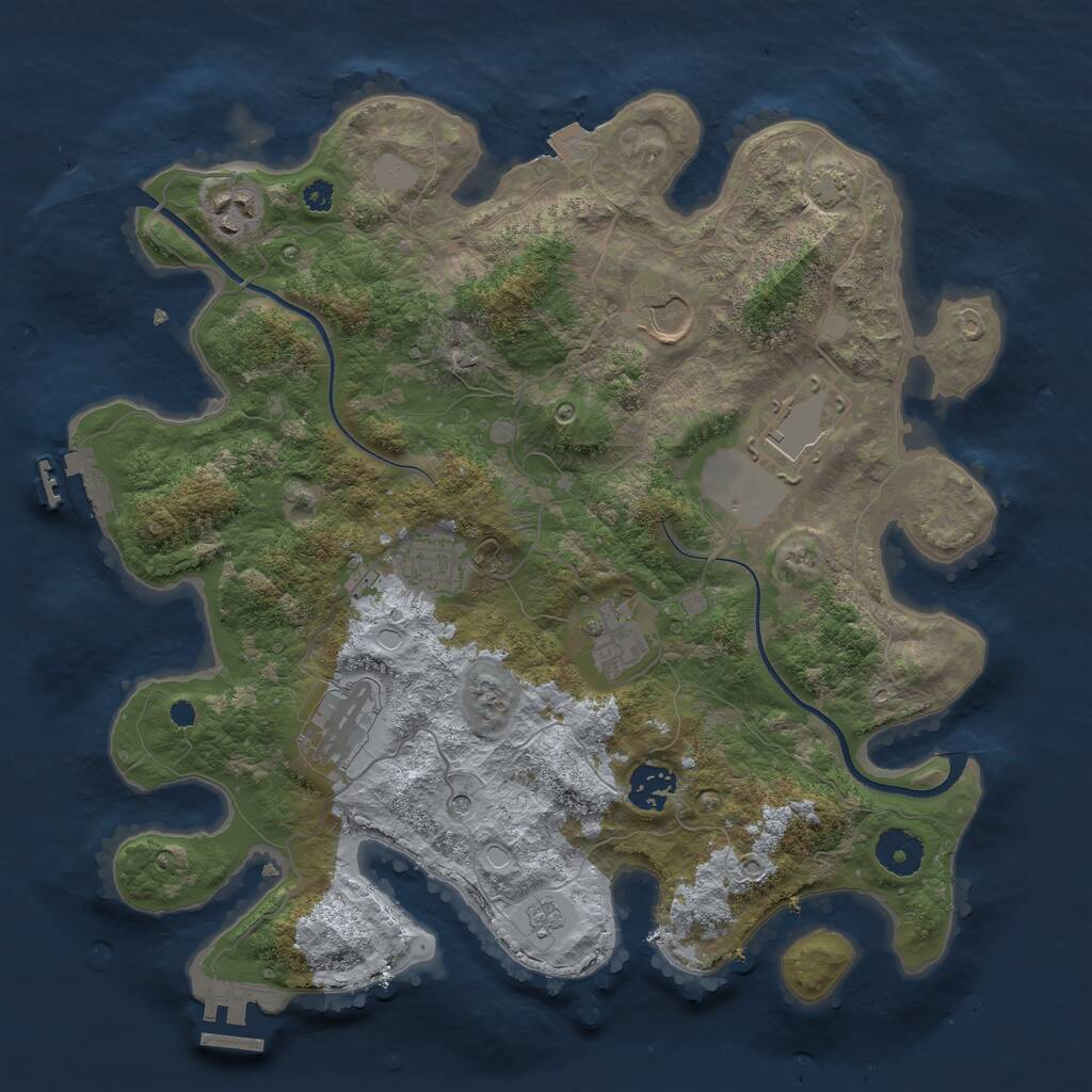 Rust Map: Procedural Map, Size: 3500, Seed: 464646, 13 Monuments
