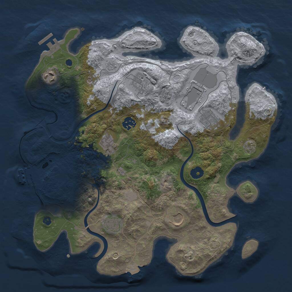 Rust Map: Procedural Map, Size: 3500, Seed: 1746729001, 15 Monuments