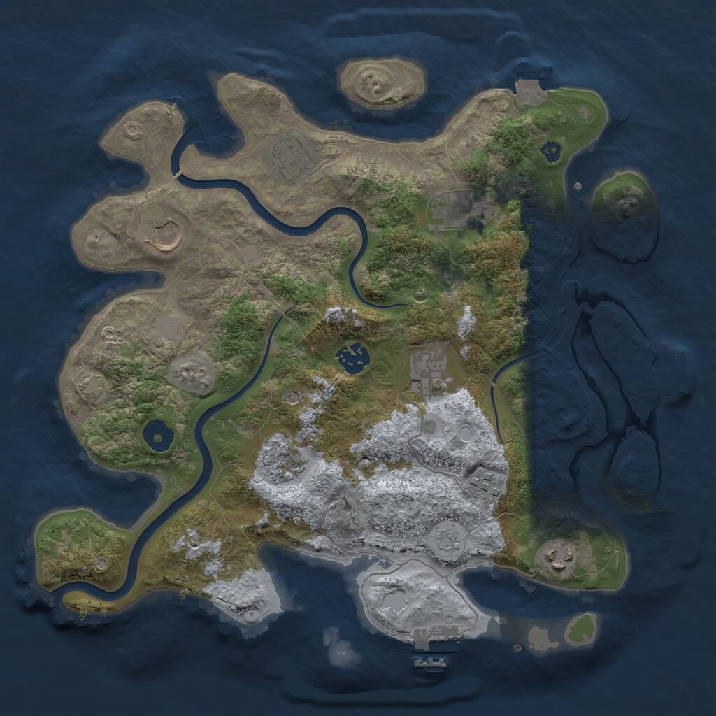 Rust Map: Procedural Map, Size: 3500, Seed: 2135224743, 14 Monuments
