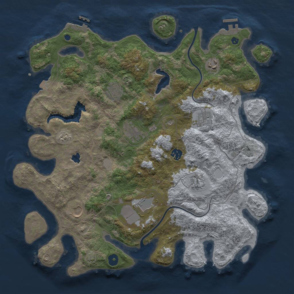 Rust Map: Procedural Map, Size: 4000, Seed: 1943006864, 14 Monuments