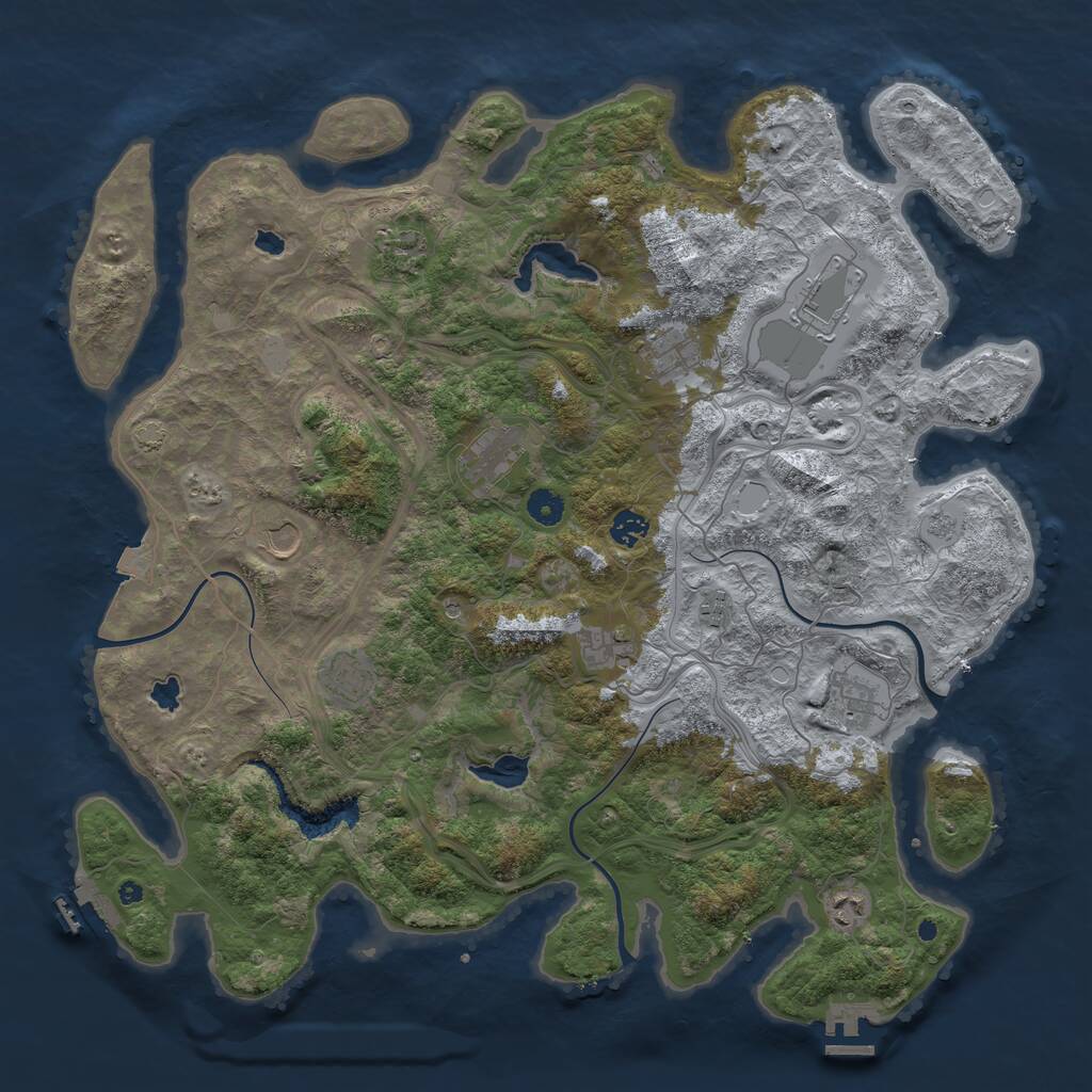 Rust Map: Procedural Map, Size: 4500, Seed: 442841141, 17 Monuments