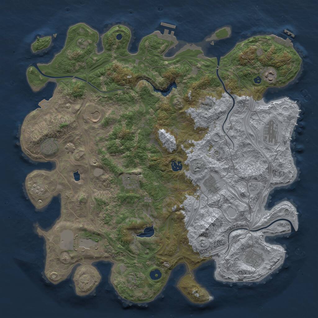 Rust Map: Procedural Map, Size: 4250, Seed: 1680722133, 17 Monuments