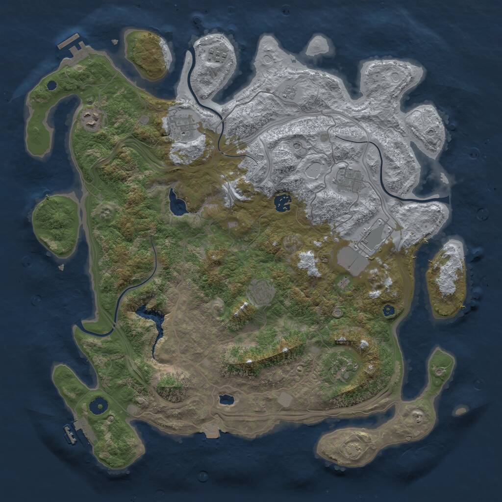 Rust Map: Procedural Map, Size: 4250, Seed: 669781665, 14 Monuments