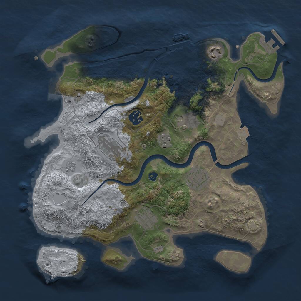 Rust Map: Procedural Map, Size: 3250, Seed: 718383810, 13 Monuments