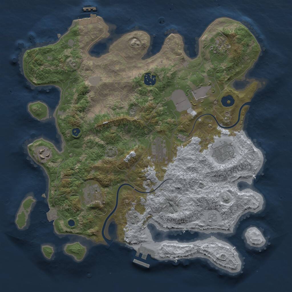 Rust Map: Procedural Map, Size: 3500, Seed: 328806793, 14 Monuments