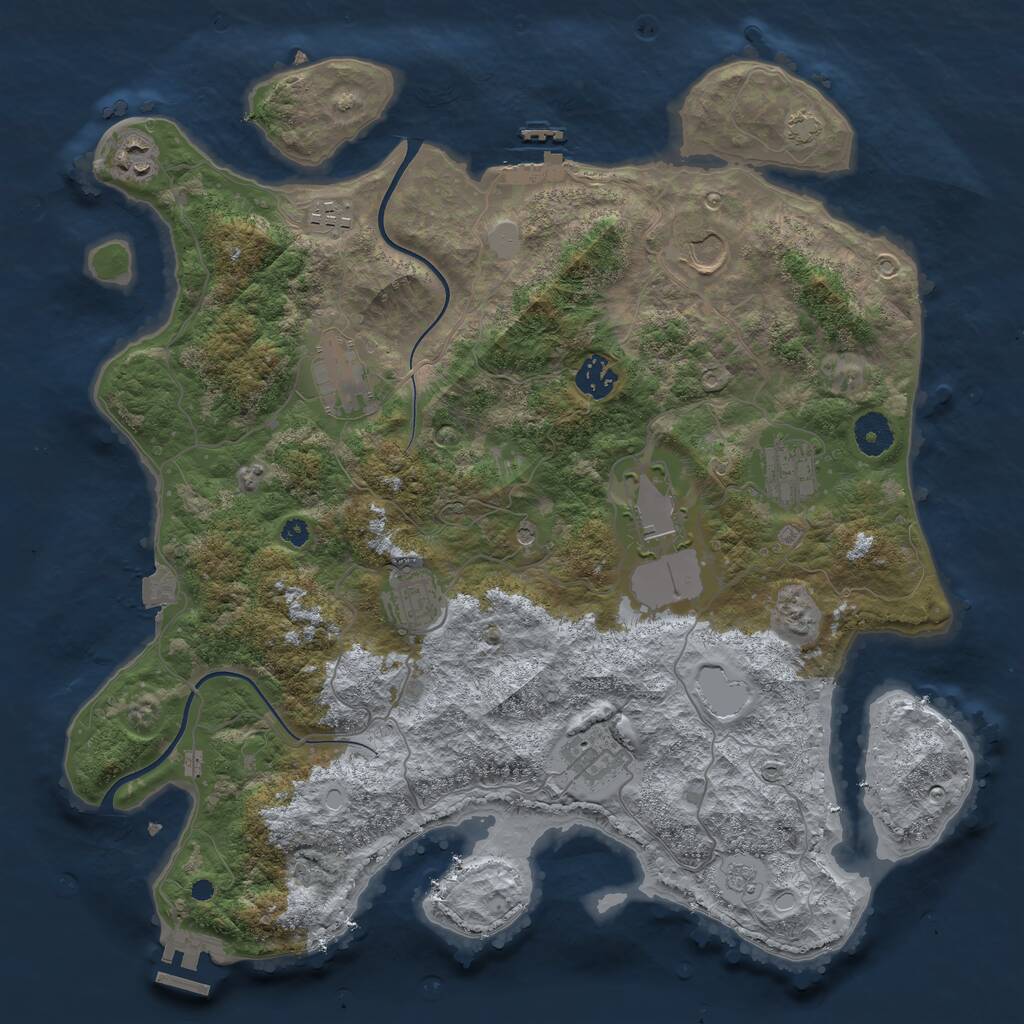 Rust Map: Procedural Map, Size: 3800, Seed: 1415452511, 15 Monuments