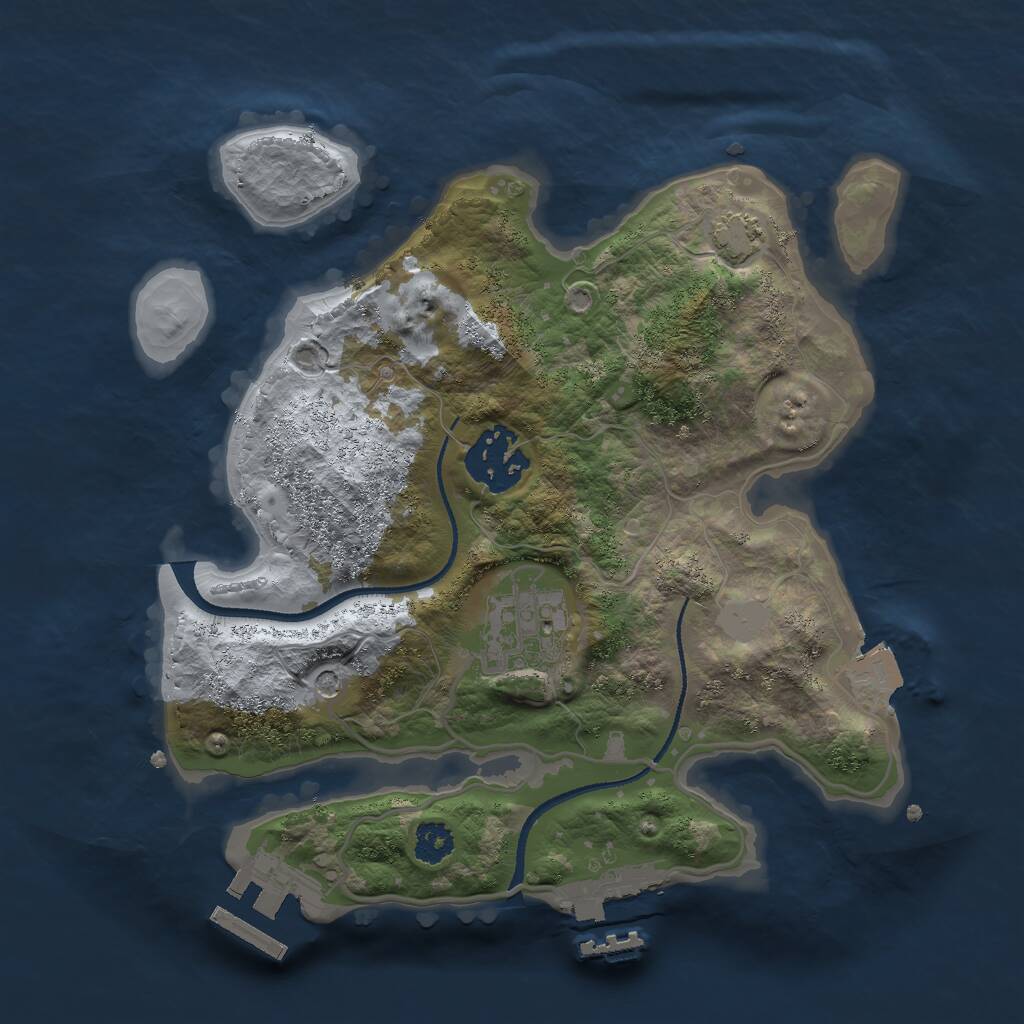 Rust Map: Procedural Map, Size: 2500, Seed: 33535, 7 Monuments