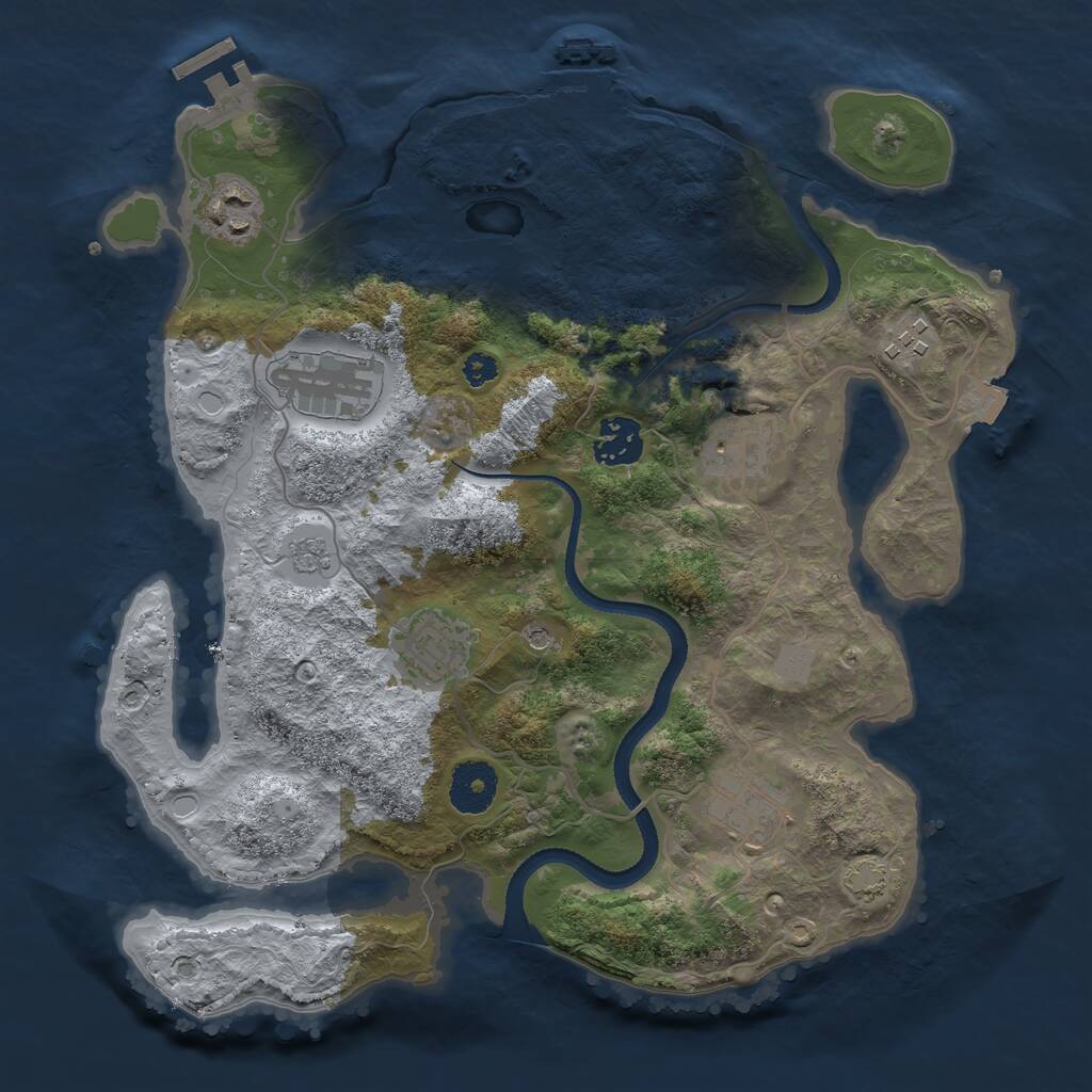 Rust Map: Procedural Map, Size: 3250, Seed: 1774229305, 13 Monuments