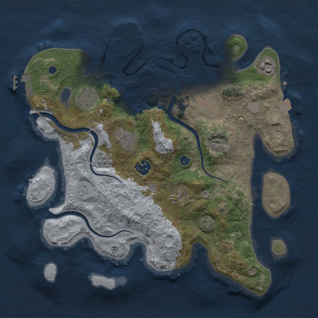 Rust Map: Procedural Map, Size: 3300, Seed: 127968800, 13 Monuments