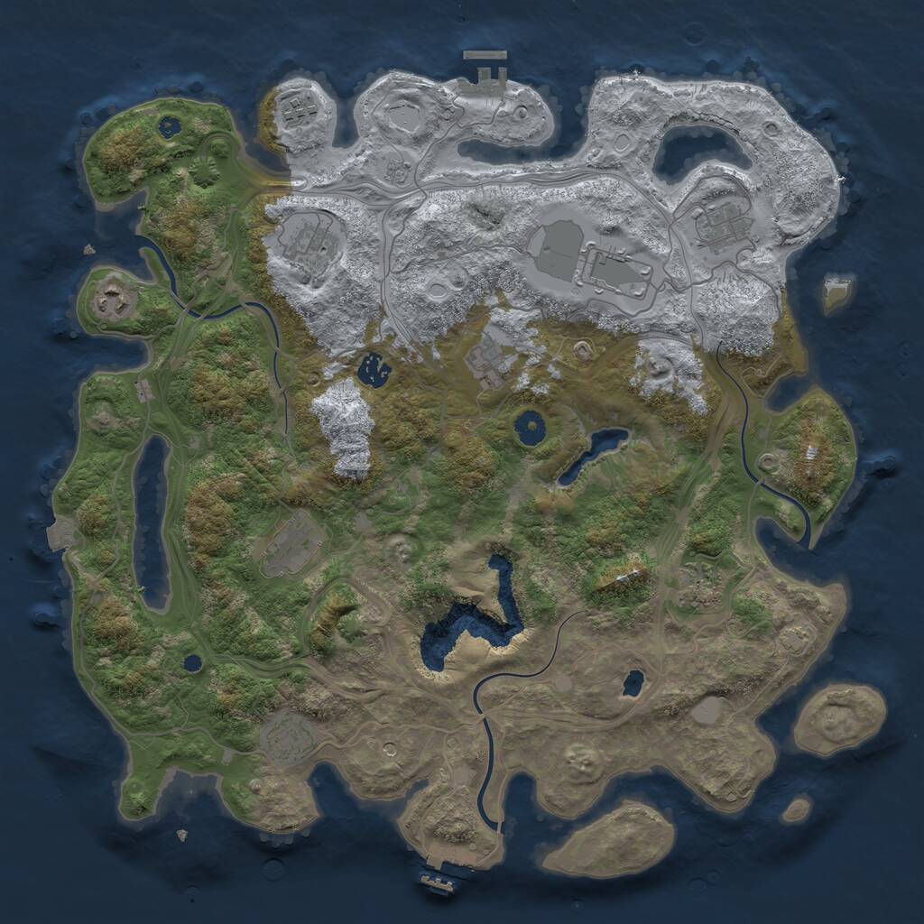 Rust Map: Procedural Map, Size: 4250, Seed: 1692387283, 16 Monuments