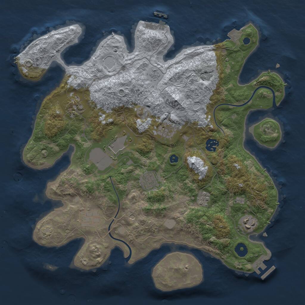 Rust Map: Procedural Map, Size: 3500, Seed: 678431, 14 Monuments