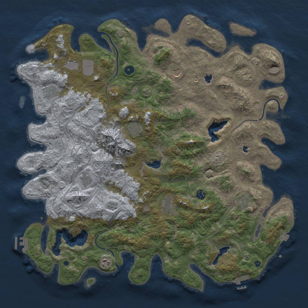 Rust Map: Procedural Map, Size: 5000, Seed: 6122024, 17 Monuments