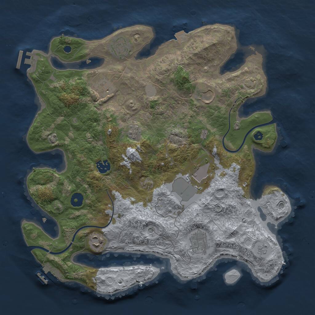 Rust Map: Procedural Map, Size: 3500, Seed: 1552492, 14 Monuments