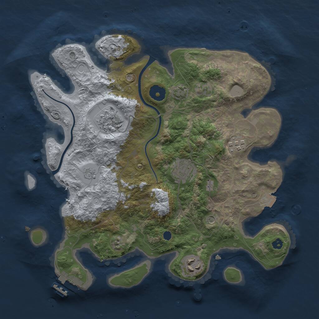 Rust Map: Procedural Map, Size: 3000, Seed: 1203536885, 9 Monuments