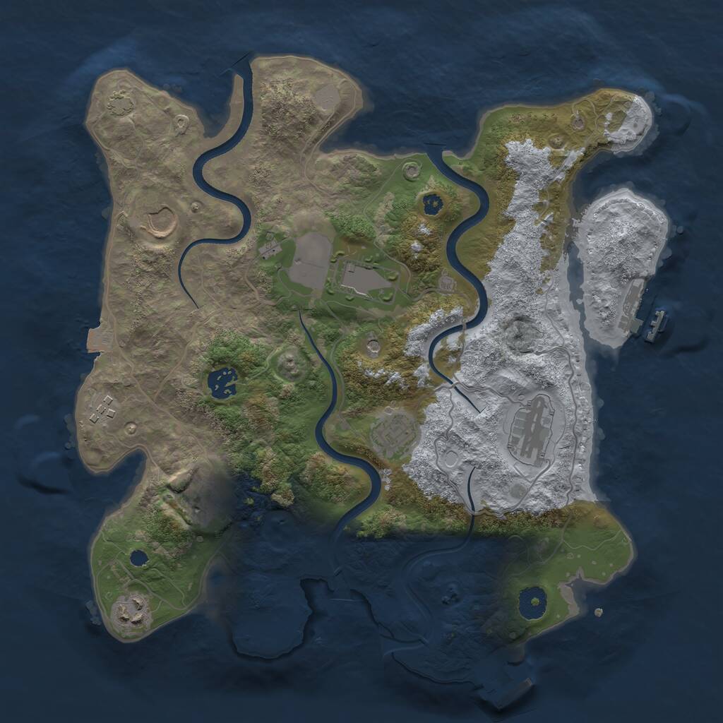 Rust Map: Procedural Map, Size: 3500, Seed: 325621486, 13 Monuments