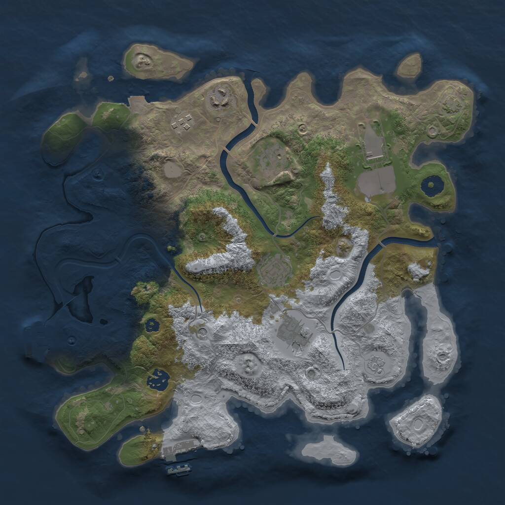 Rust Map: Procedural Map, Size: 3500, Seed: 1701053285, 13 Monuments