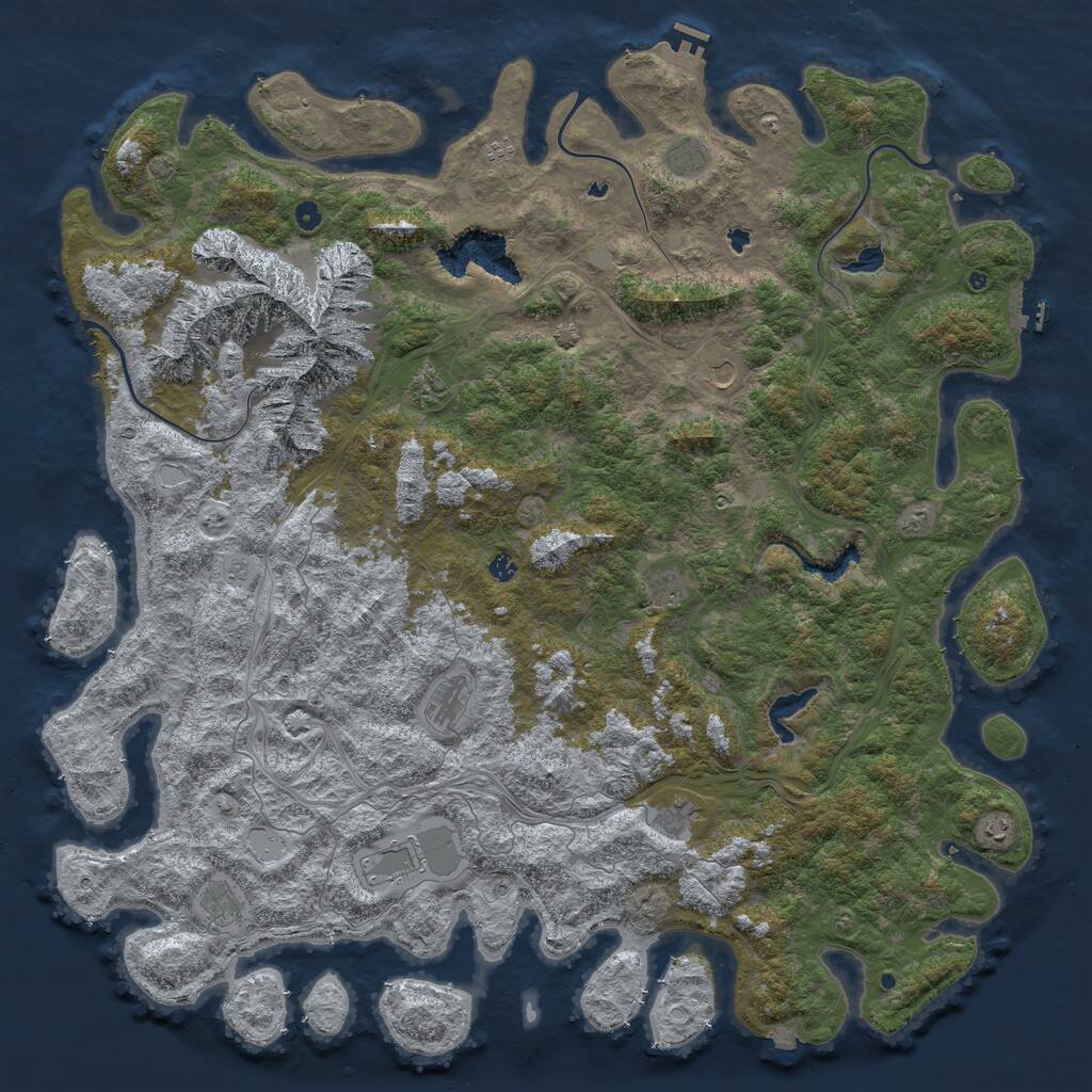 Rust Map: Procedural Map, Size: 6000, Seed: 2113780564, 17 Monuments