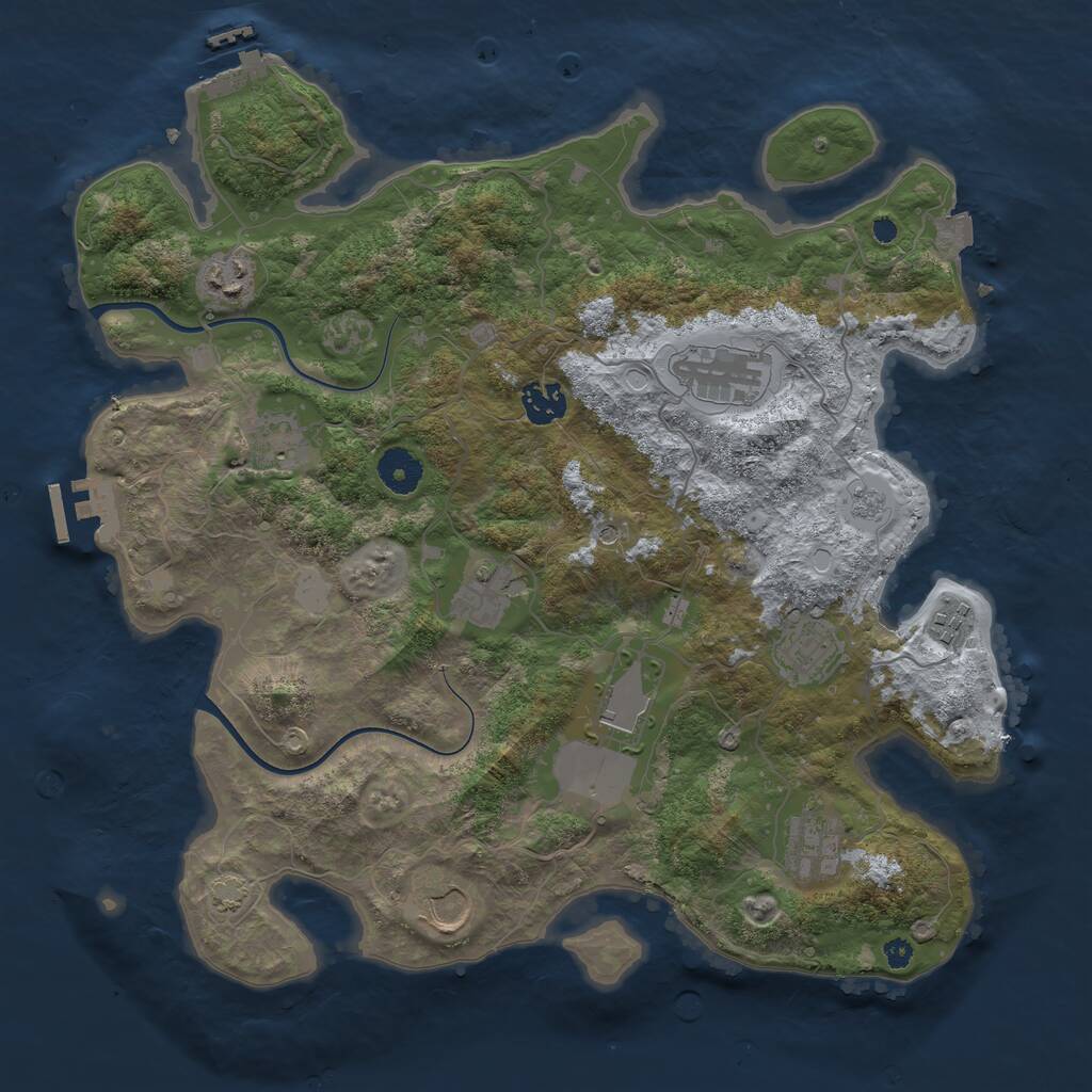 Rust Map: Procedural Map, Size: 3700, Seed: 290834410, 16 Monuments
