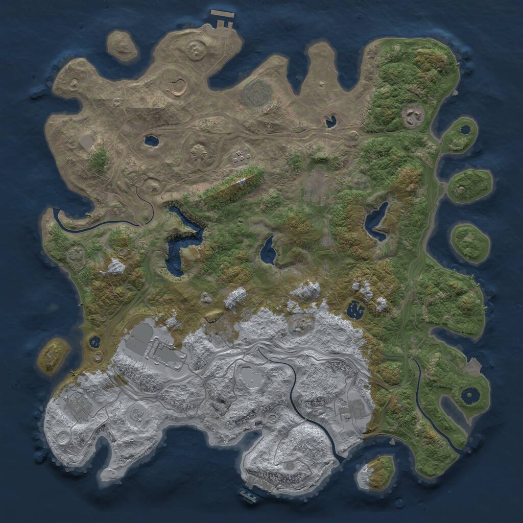 Rust Map: Procedural Map, Size: 4500, Seed: 848919164, 16 Monuments