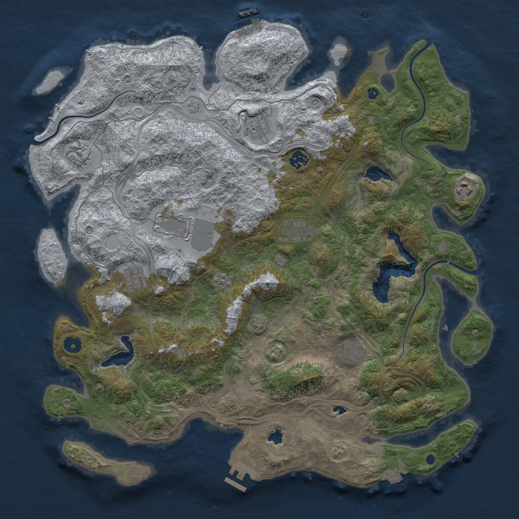 Rust Map: Procedural Map, Size: 4500, Seed: 44121641, 16 Monuments