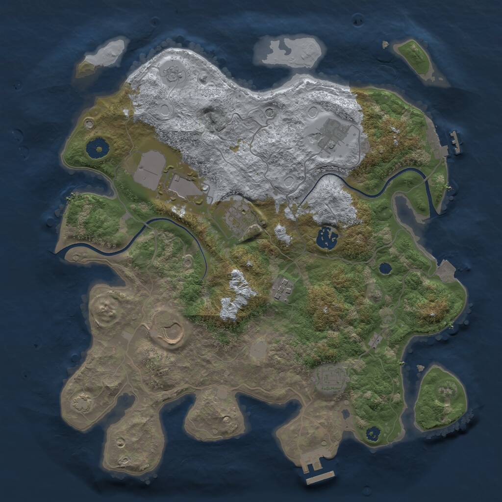 Rust Map: Procedural Map, Size: 3500, Seed: 674431882, 13 Monuments