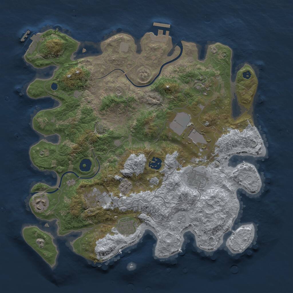 Rust Map: Procedural Map, Size: 3500, Seed: 1076134456, 14 Monuments