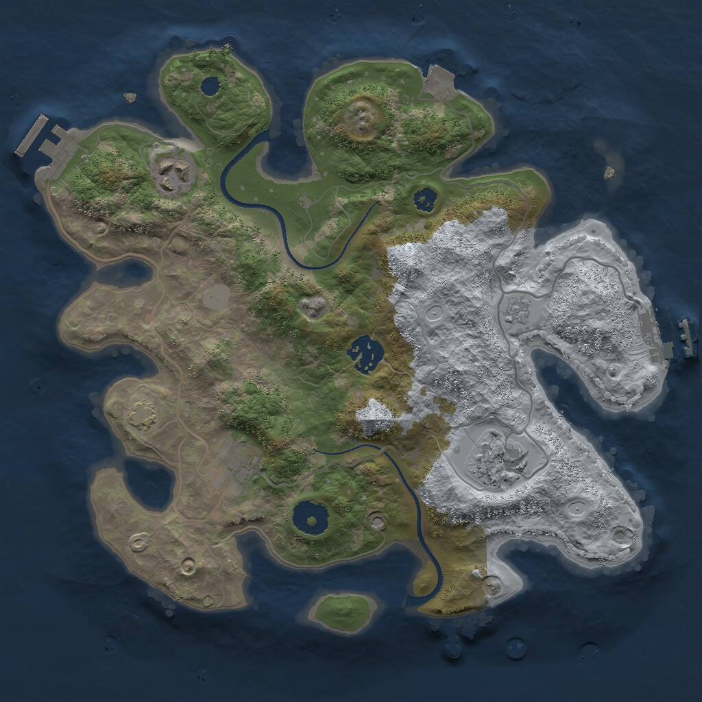 Rust Map: Procedural Map, Size: 3000, Seed: 24258, 9 Monuments