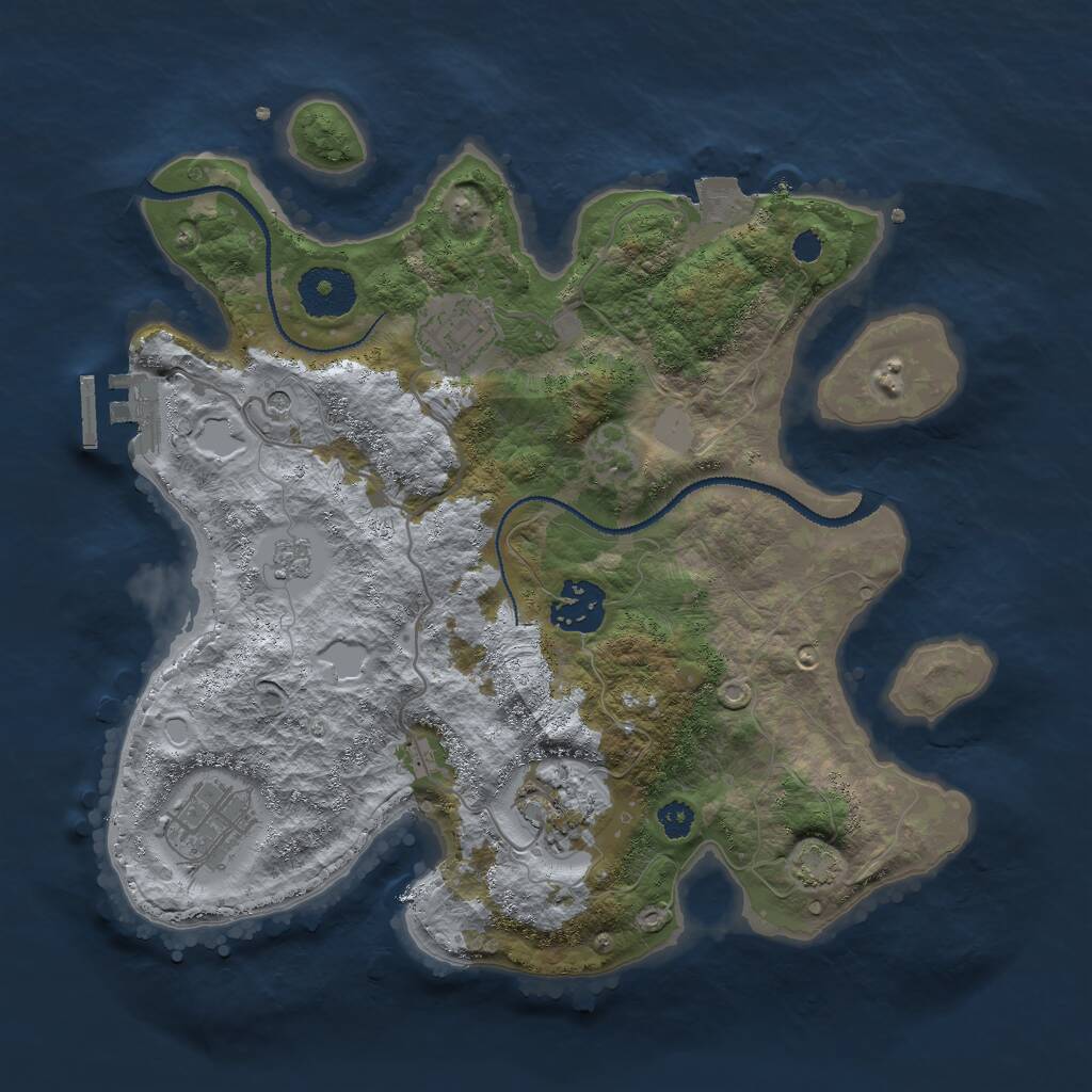 Rust Map: Procedural Map, Size: 3000, Seed: 570634025, 9 Monuments