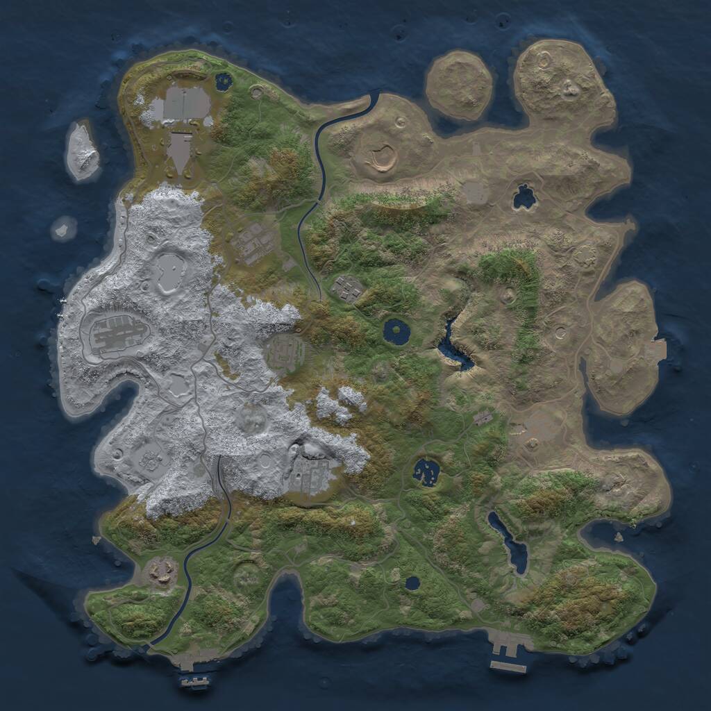 Rust Map: Procedural Map, Size: 4000, Seed: 47711889, 16 Monuments