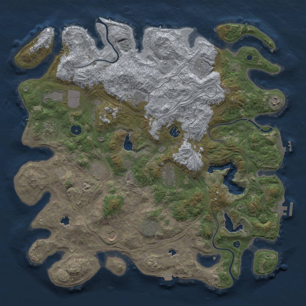 Rust Map: Procedural Map, Size: 4500, Seed: 622952990, 17 Monuments