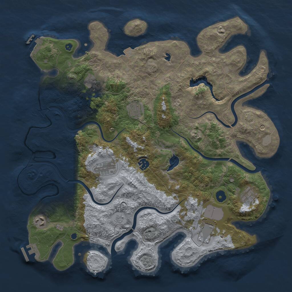 Rust Map: Procedural Map, Size: 4050, Seed: 1639270727, 14 Monuments