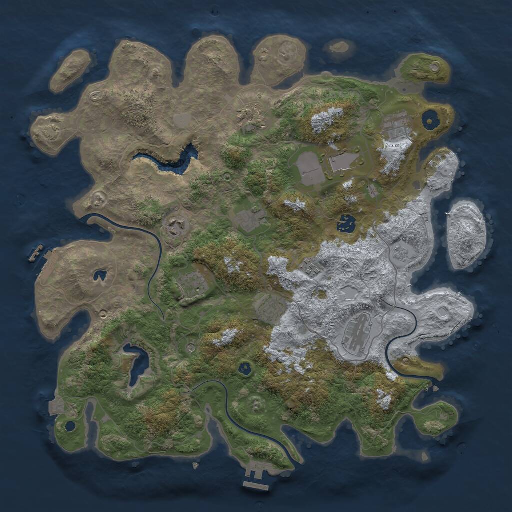 Rust Map: Procedural Map, Size: 4050, Seed: 297796108, 16 Monuments
